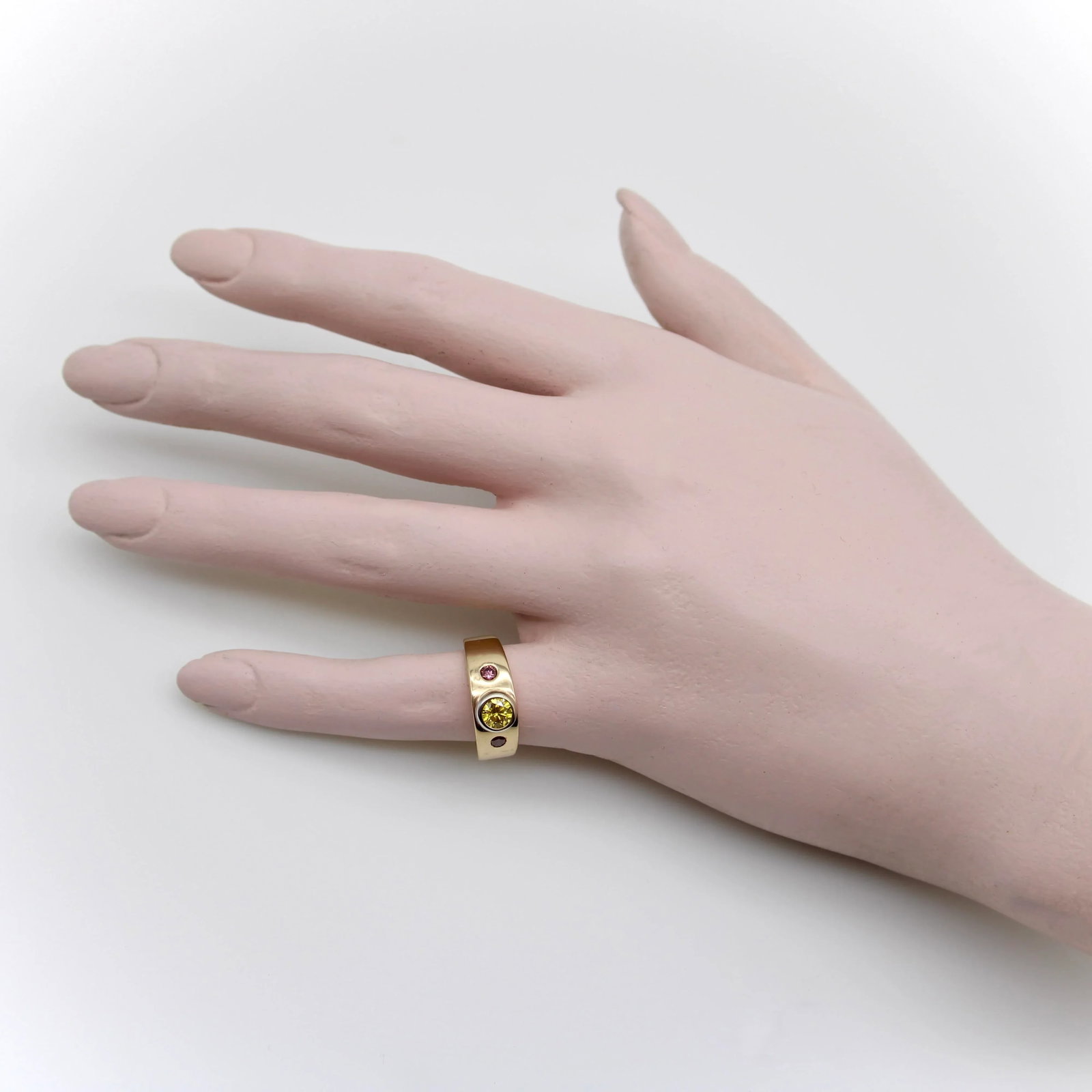 Mwm Goldsmithing 14k Gold Fancy Yellow and Pink Diamond Ring Size 6 - 8