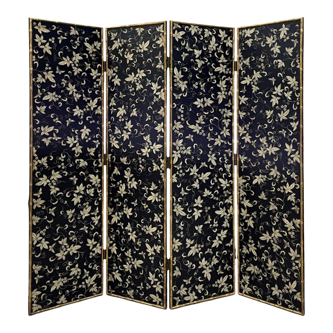 Vintage Chinoiserie Gilt Faux Bamboo Decoupage Room Divider (1 of 9)