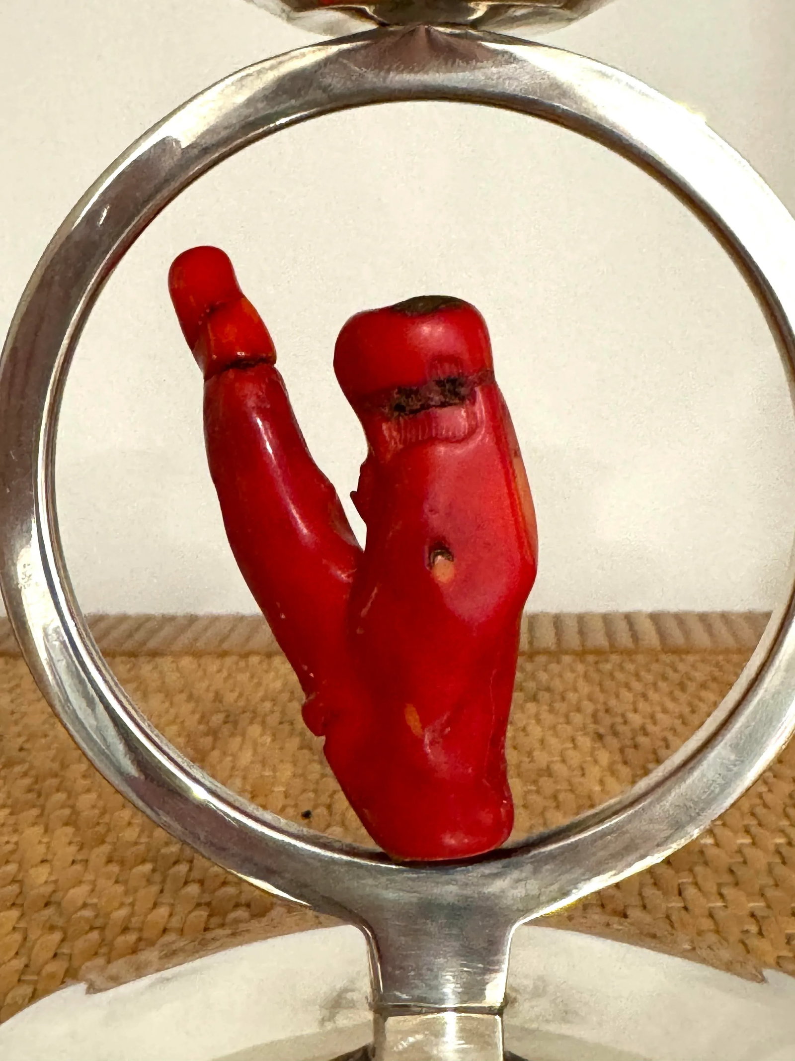 Italian Silver Red Coral Candle Holders - 7
