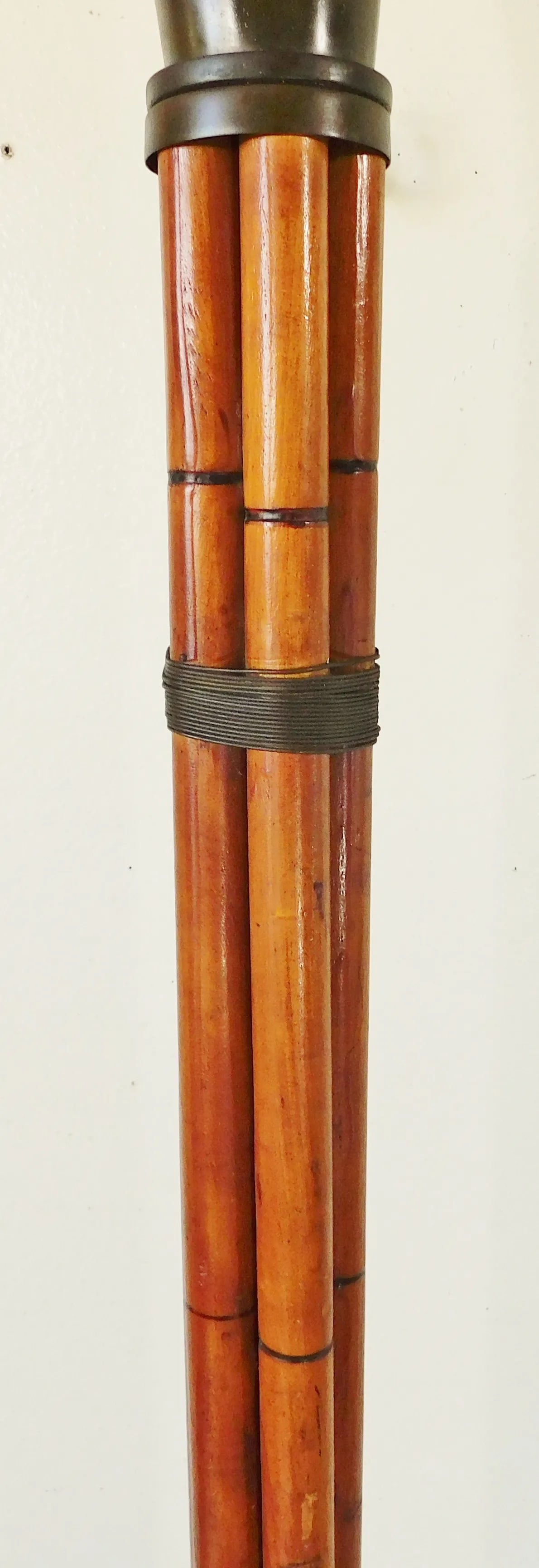 Vintage Mid Century Modern Russell Wright Bamboo & Brass Torchiere Floor Lamp - 4