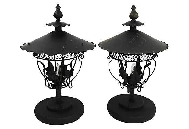 Antique Early 1900s Converted Gas Lamps - A Pair (1 of 4)