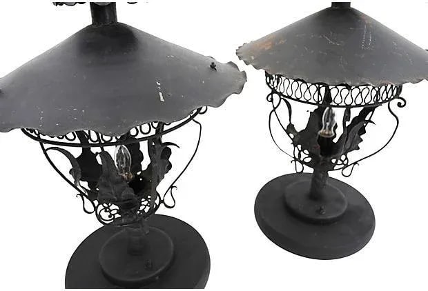 Antique Early 1900s Converted Gas Lamps - A Pair - 2