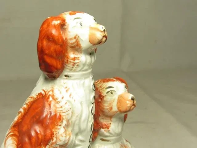 Antique Staffordshire Spaniel Grouping - 7
