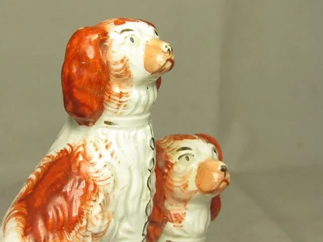 Antique Staffordshire Spaniel Grouping - 8