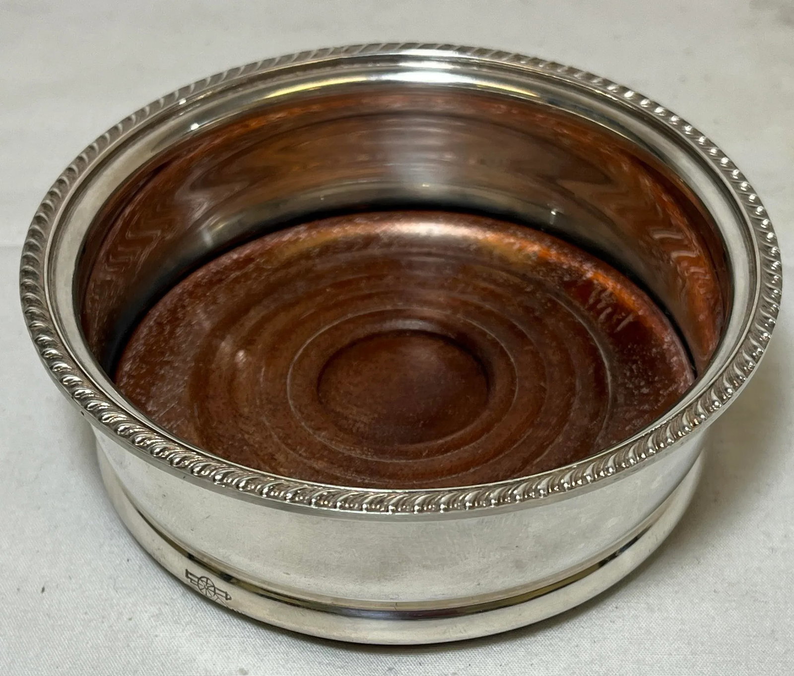 Antique George Wilkin Silver Plate Wine Coaster With Wooden Bottom Made in England - Circa 1905 - 2