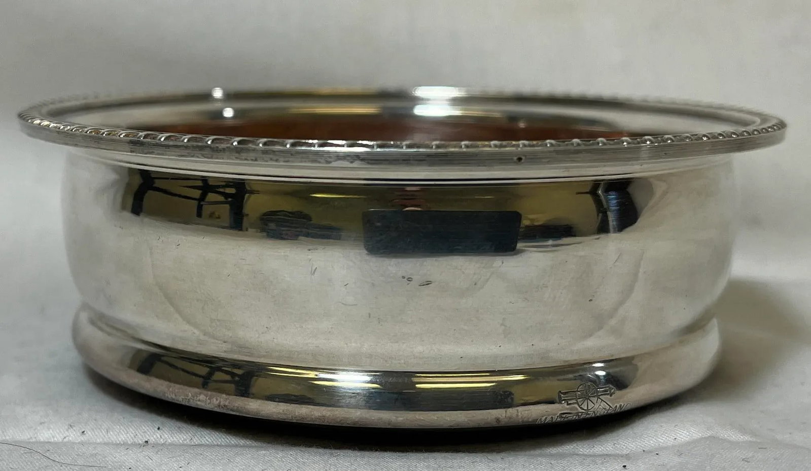 Antique George Wilkin Silver Plate Wine Coaster With Wooden Bottom Made in England - Circa 1905 - 3