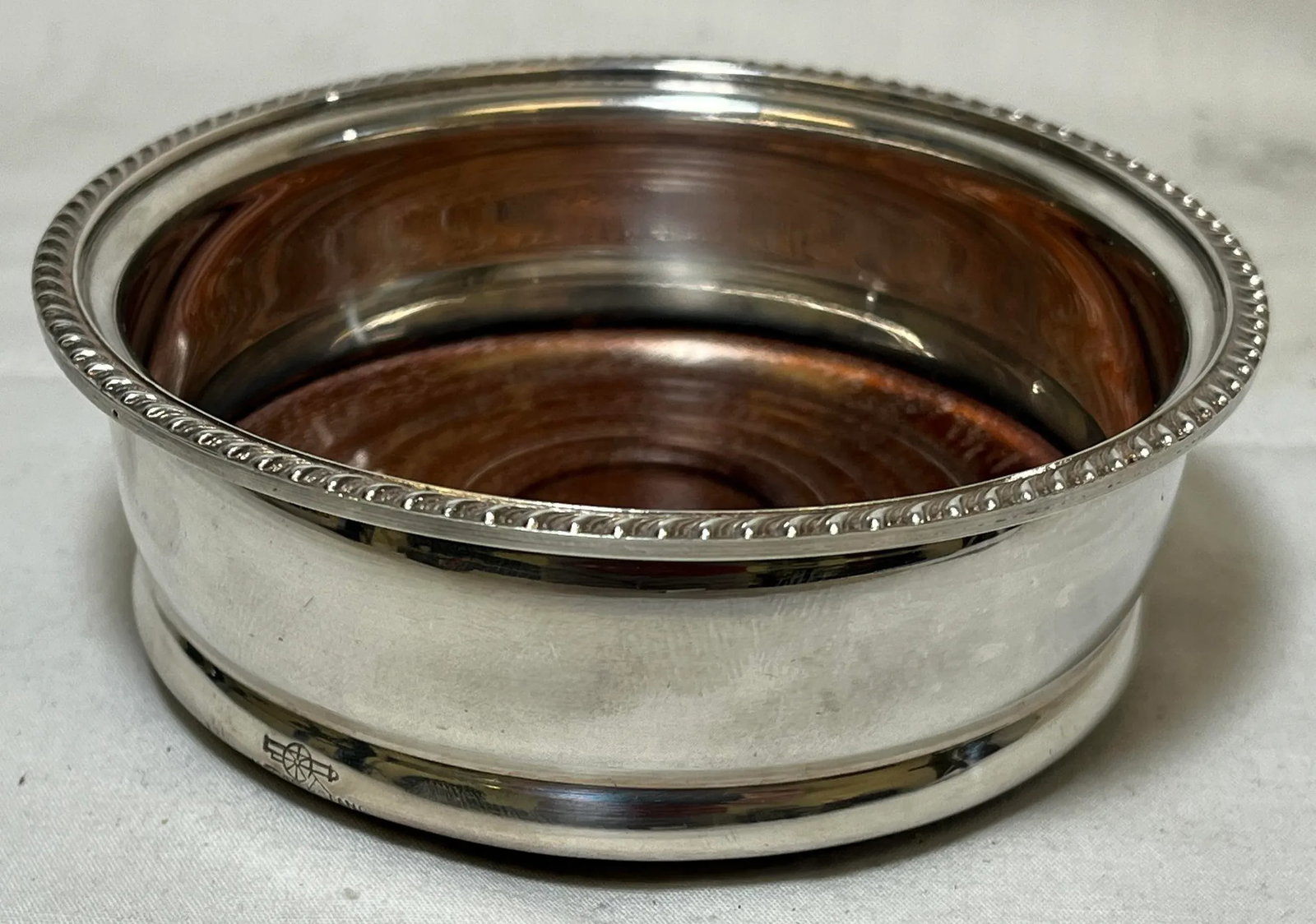 Antique George Wilkin Silver Plate Wine Coaster With Wooden Bottom Made in England - Circa 1905 - 5