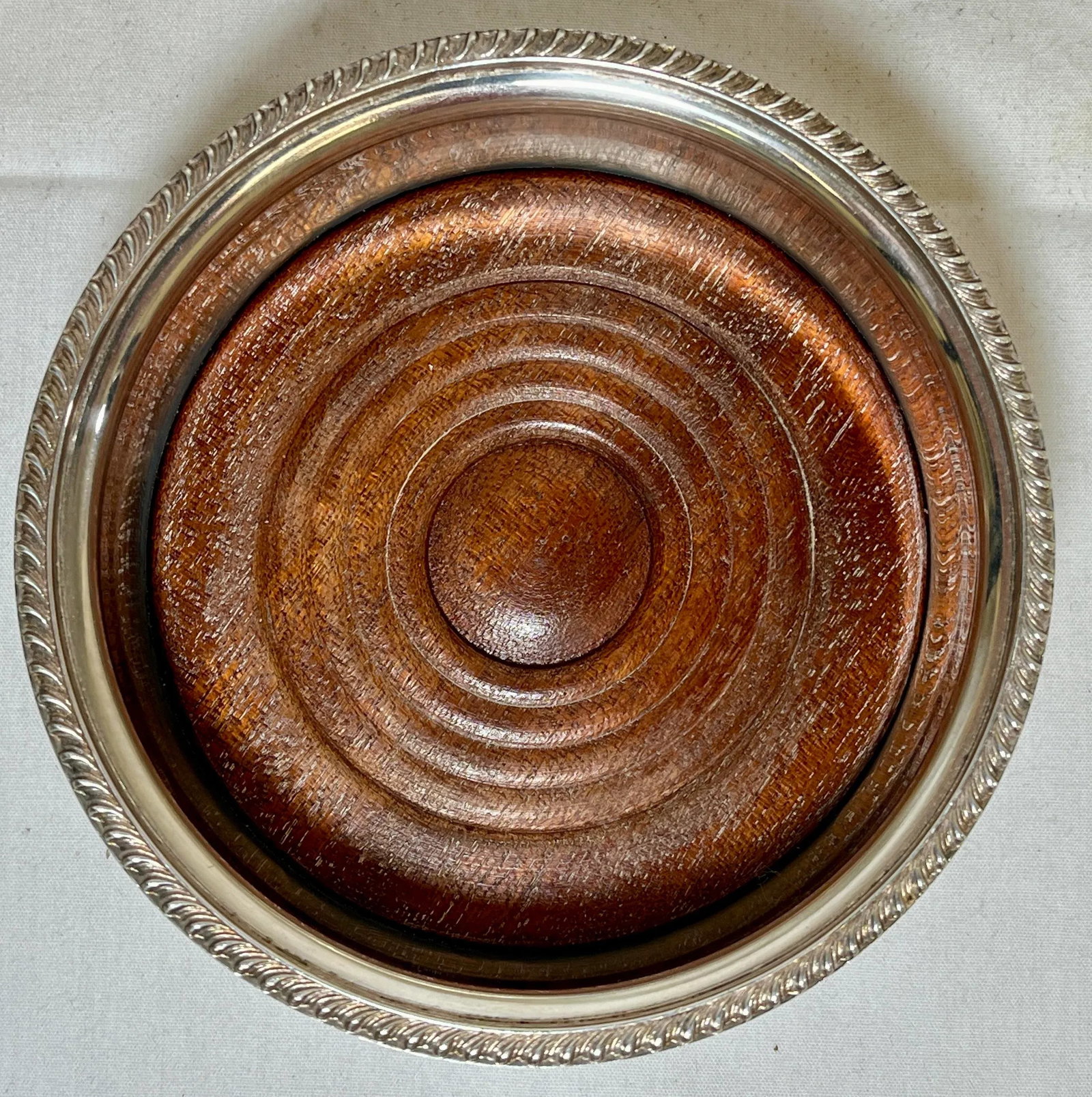 Antique George Wilkin Silver Plate Wine Coaster With Wooden Bottom Made in England - Circa 1905 - 7