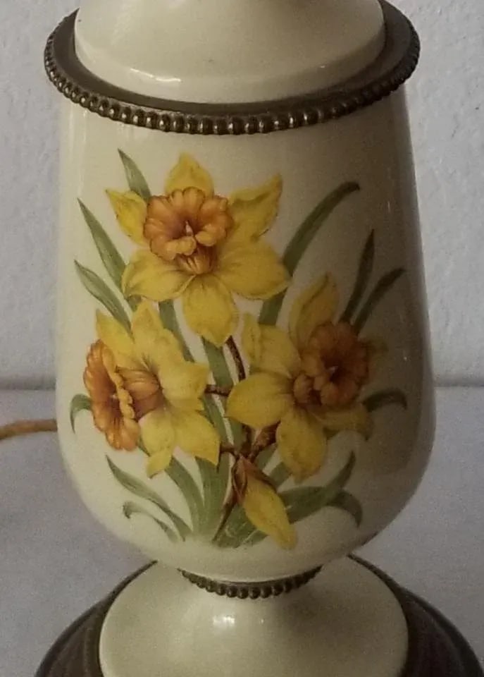Antique Bouillotte Porcelain & Brass Table Lamp - 3