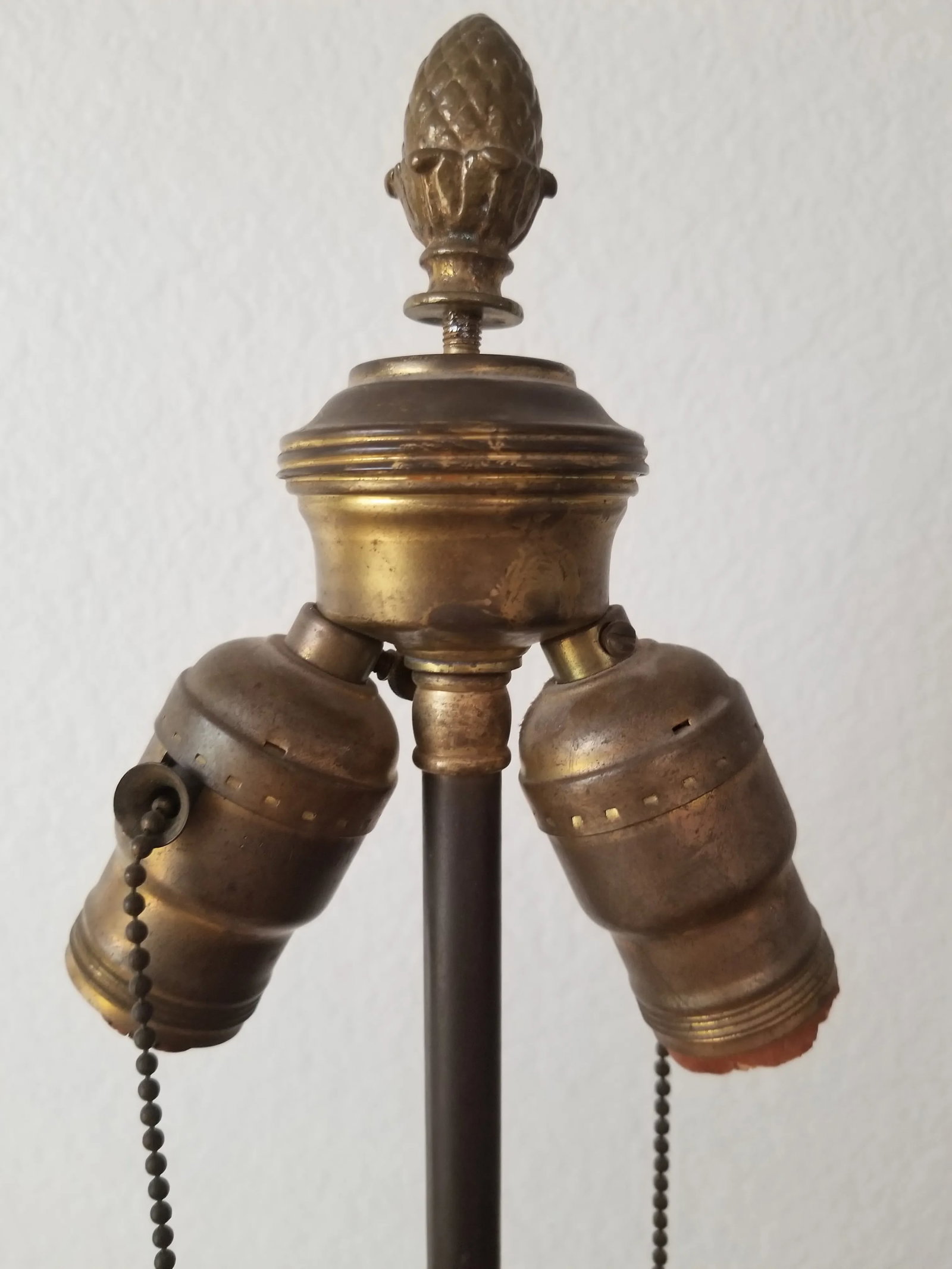 Antique Bouillotte Porcelain & Brass Table Lamp - 4