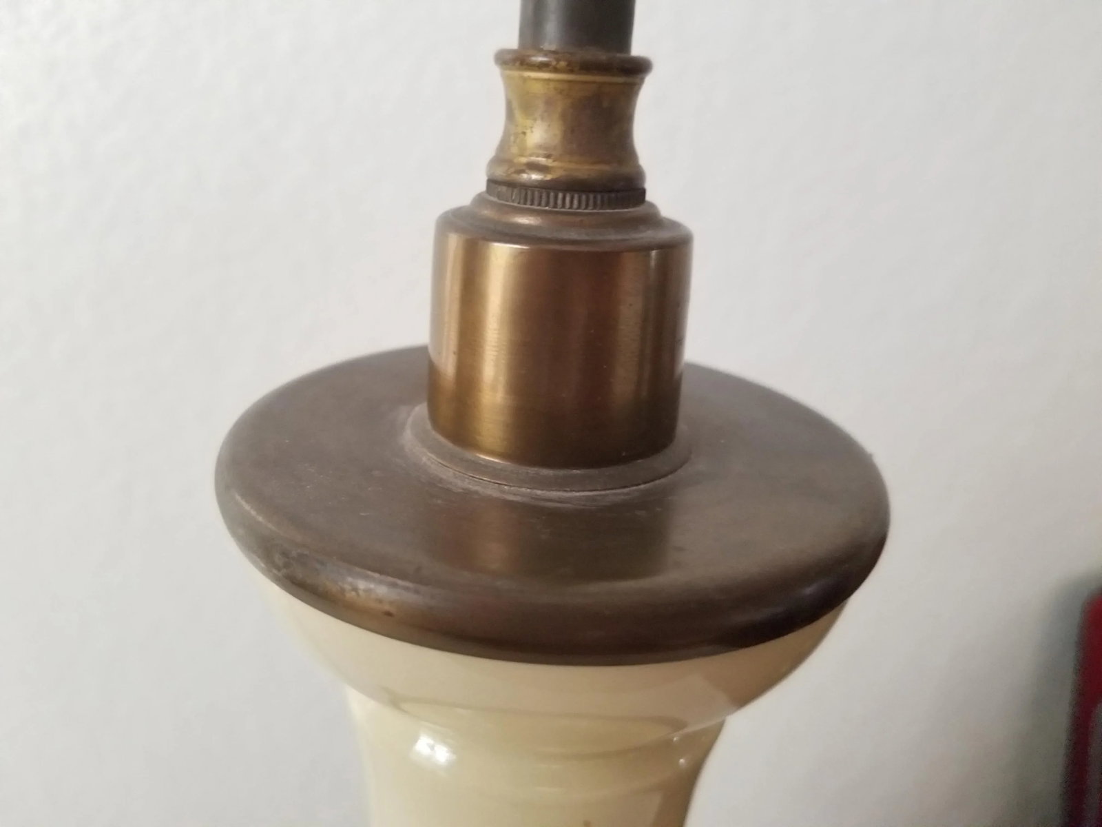 Antique Bouillotte Porcelain & Brass Table Lamp - 6
