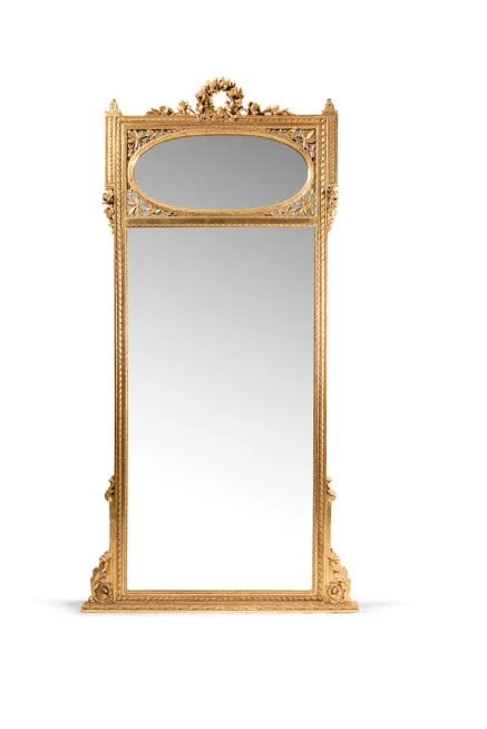 1920s French Giltwood Trumeau Mirror - 2