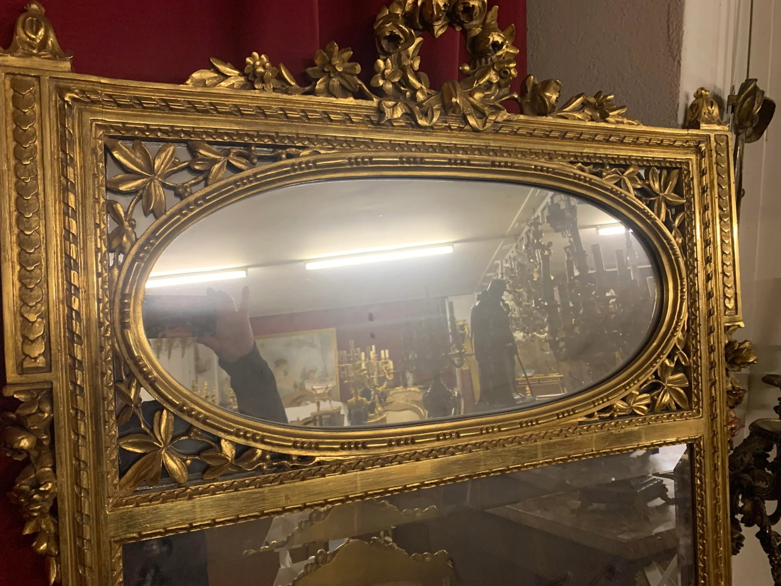 1920s French Giltwood Trumeau Mirror - 4