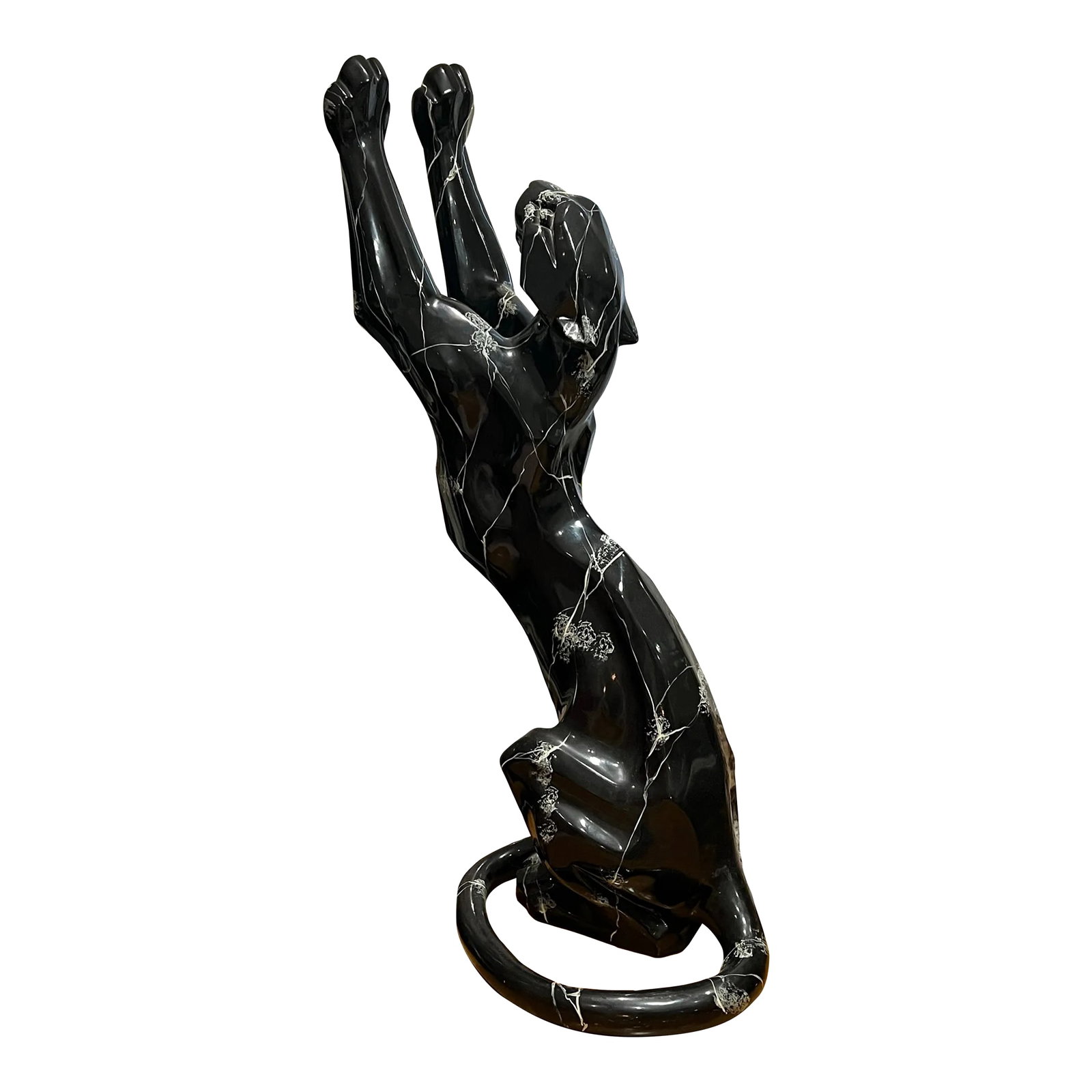Life Size Fiberglass Panther Statue, Circa 1990: Life Size Fiberglass Panther Statue, Circa 1990 Faux marble pattern Condition: Alterations: Original Condition Unaltered Imperfections: Some Imperfections Condition Notes: Good vintage condition with