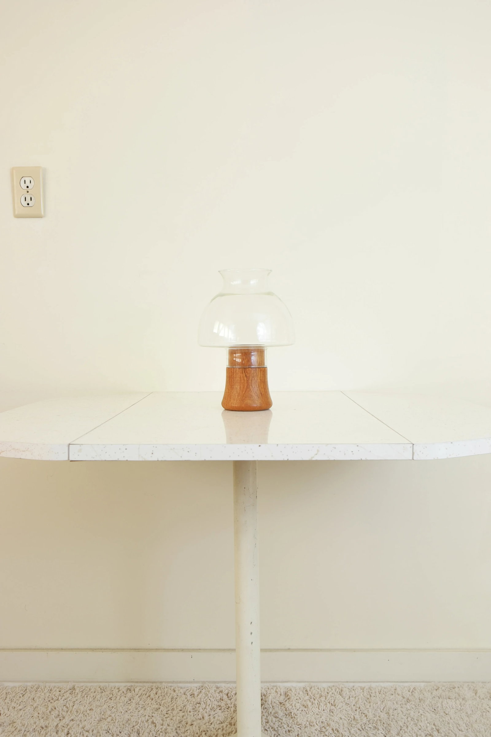 Vintage Teak & Glass Candle Holder - 2