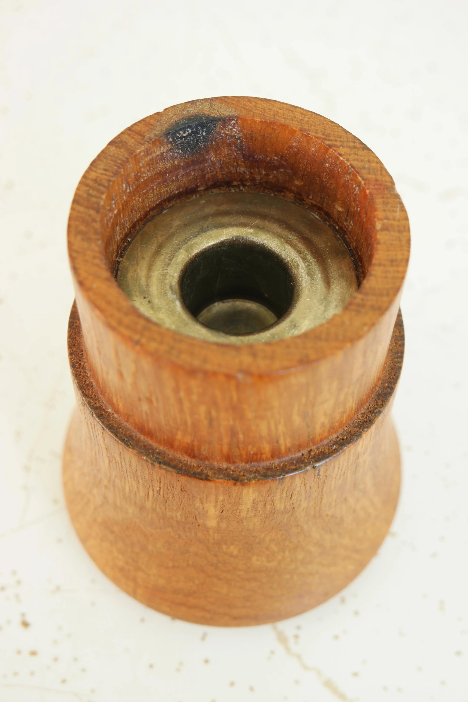 Vintage Teak & Glass Candle Holder - 3