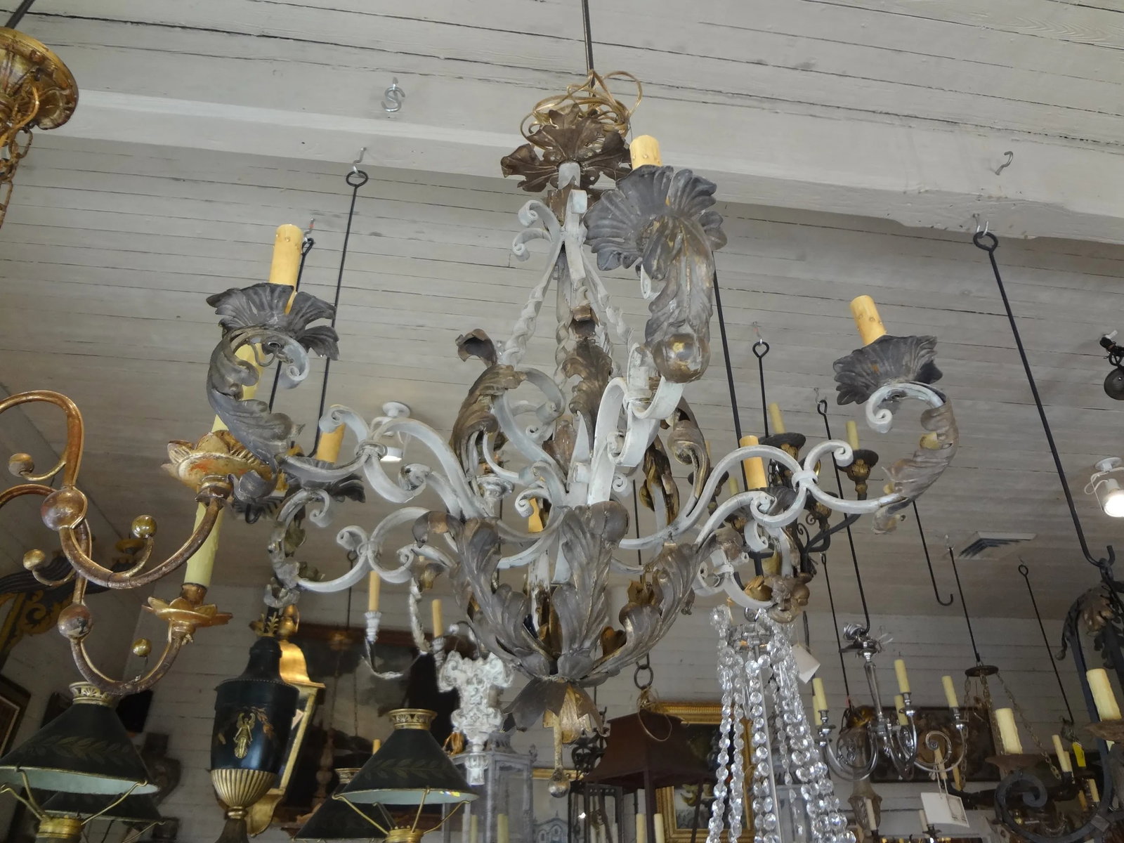 Vintage Italian Wrought Iron Chandelier - 11