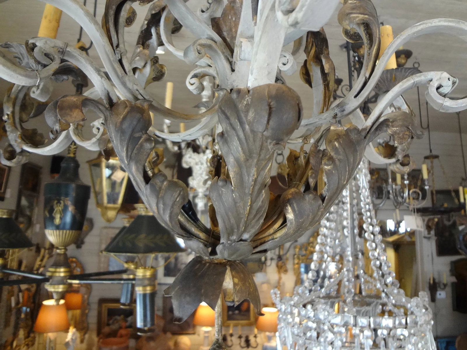 Vintage Italian Wrought Iron Chandelier - 7