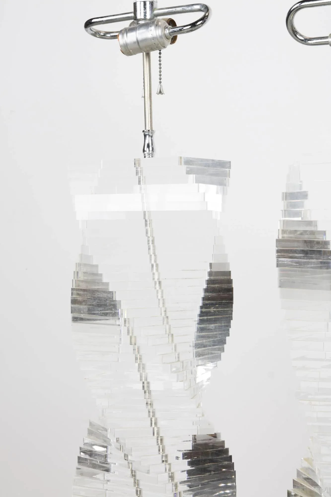 Stacked Lucite Helix Table Lamps - a Pair - 2