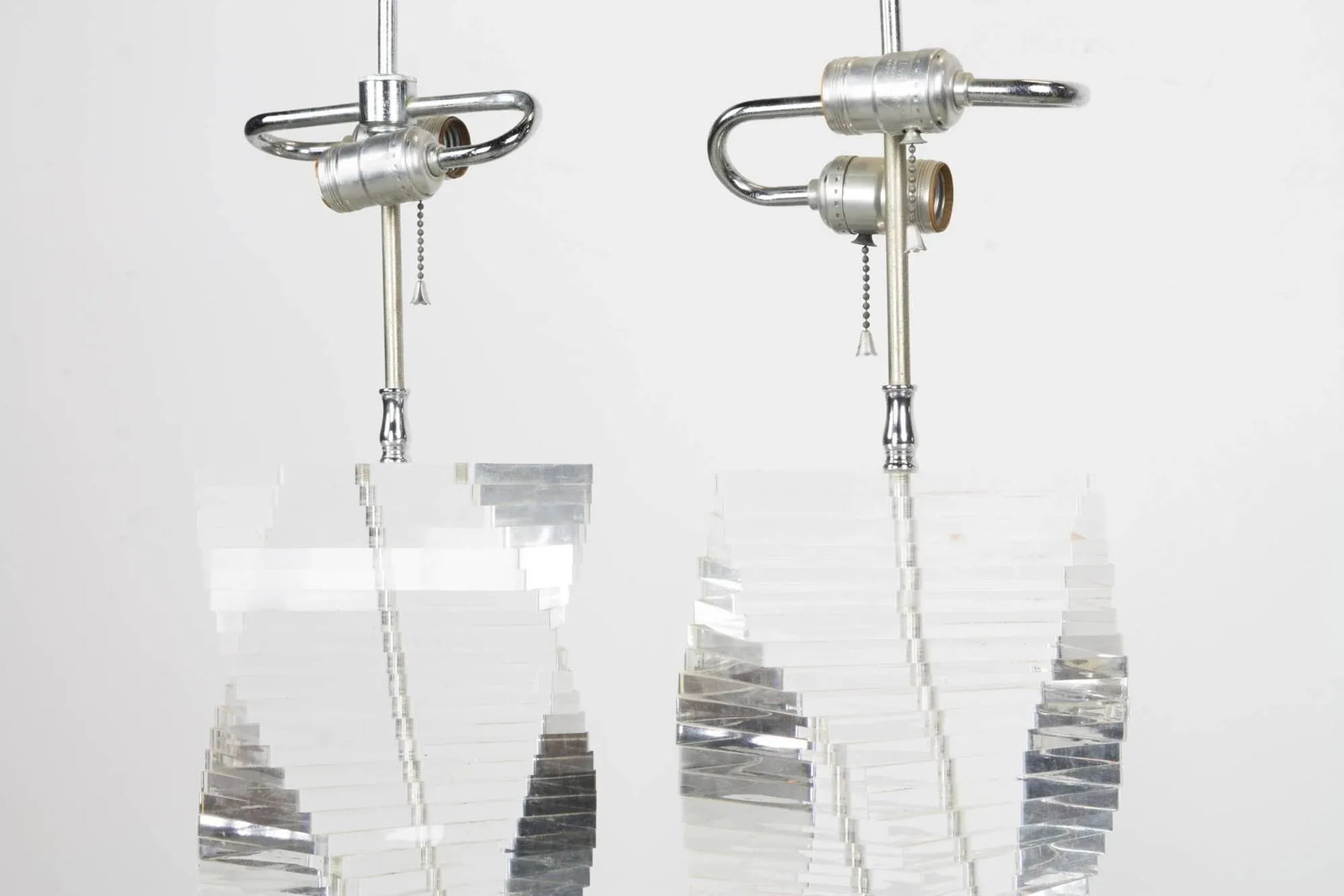 Stacked Lucite Helix Table Lamps - a Pair - 5