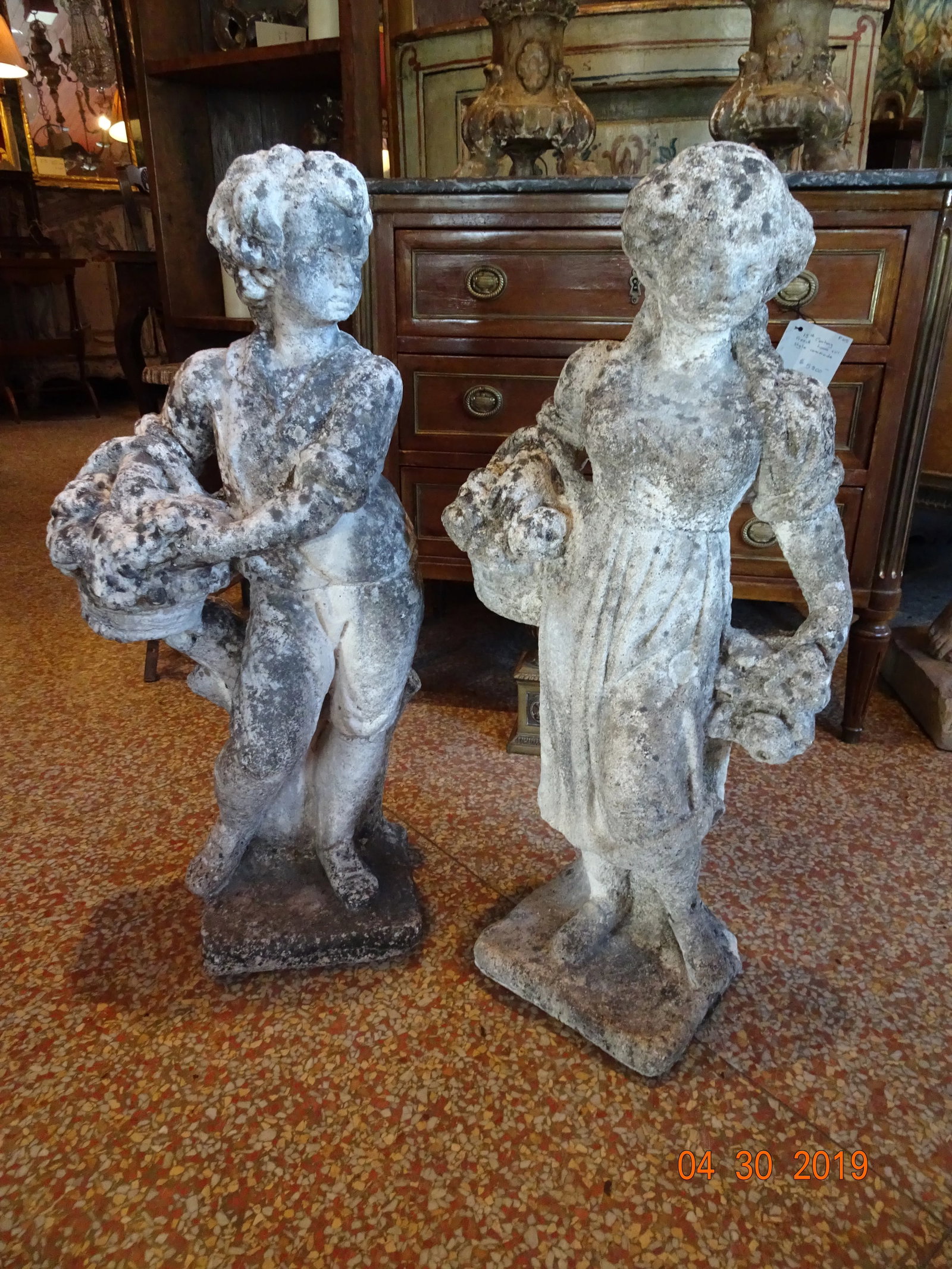 Vintage French Stone Statues - a Pair - 11