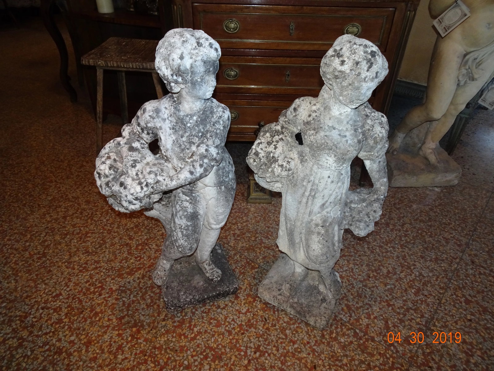 Vintage French Stone Statues - a Pair - 12