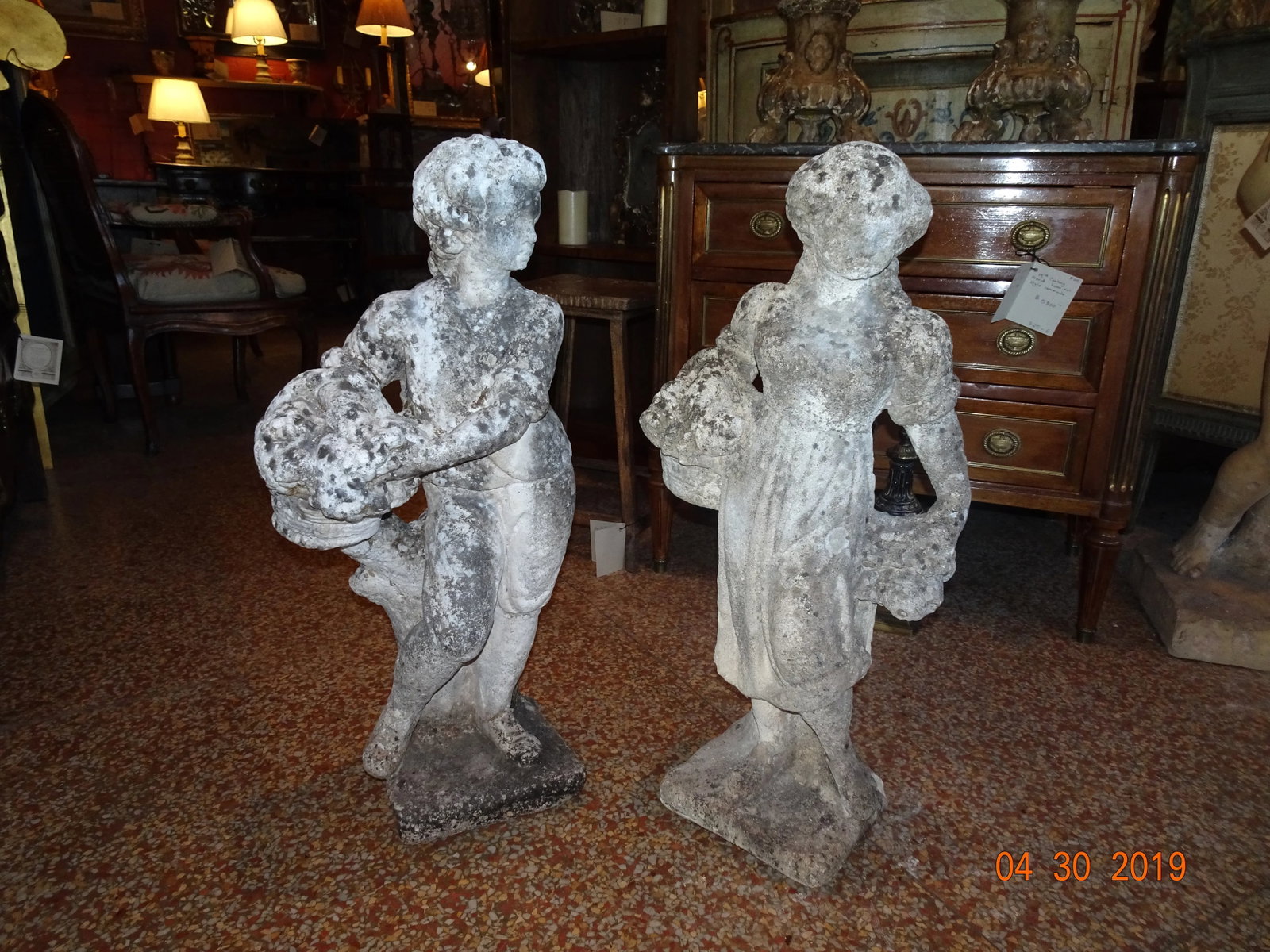 Vintage French Stone Statues - a Pair - 13