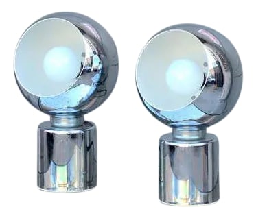 Articulated Globe Spotlights by Reggiani Lampadari - a Pair: Pair of Articulated Globe Spotlights by Reggiani Lampadari Condition: Alterations: Original Condition Unaltered Imperfections: Some Imperfections Condition Notes: Excellent Origin: Italy Creator:<