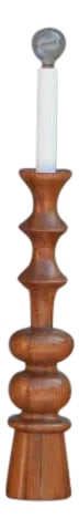Turned Wood Candlestick Mantel Lights - a Pair - 2