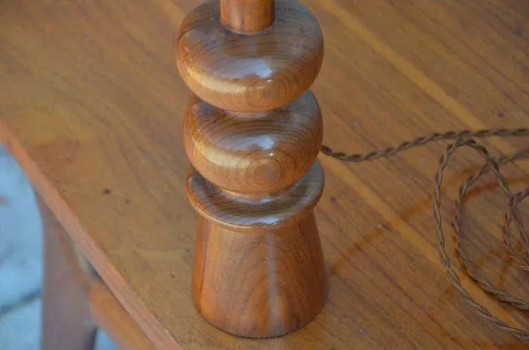 Turned Wood Candlestick Mantel Lights - a Pair - 4