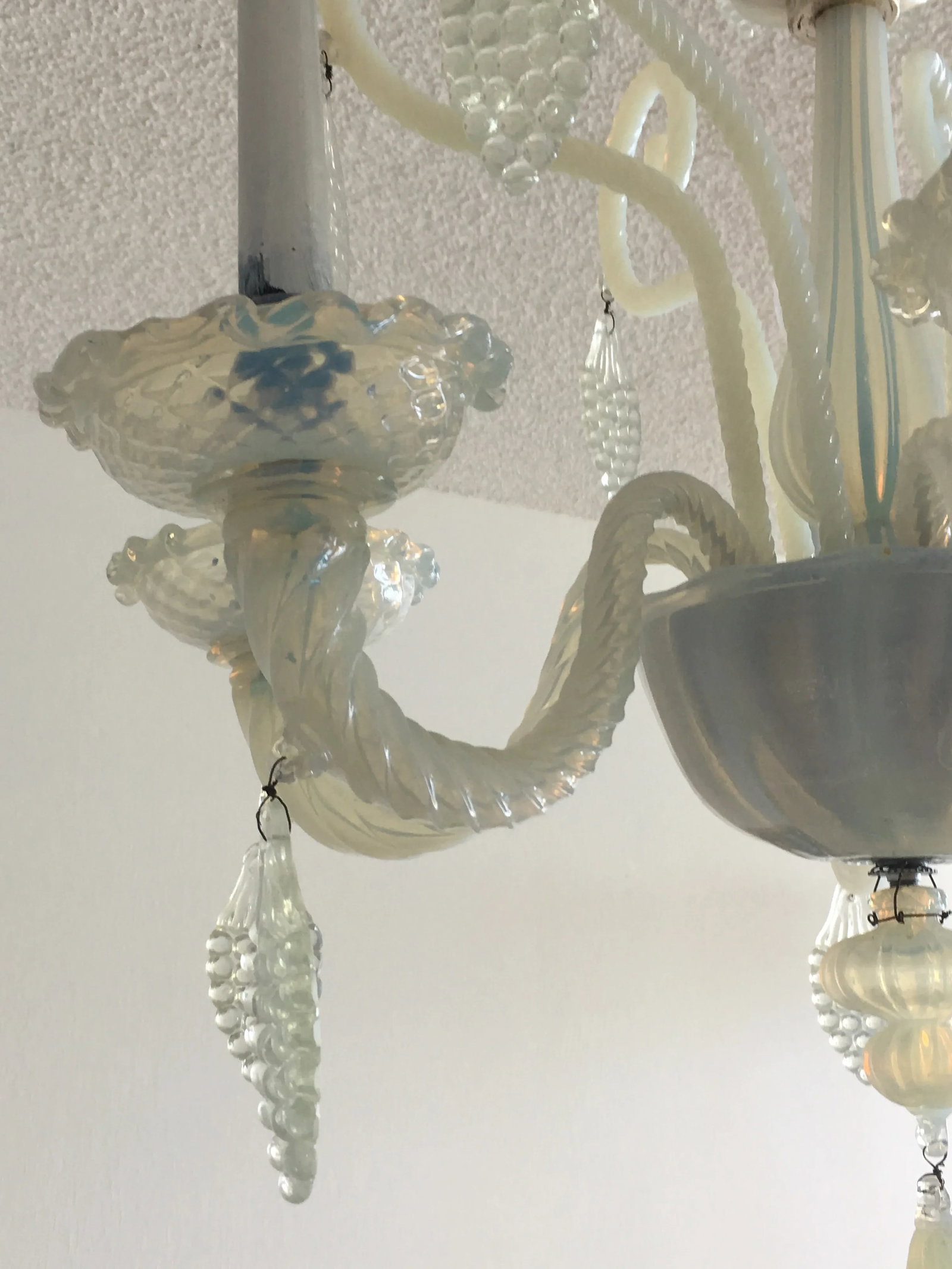 Vintage Opalescent Murano Glass Chandelier - 11