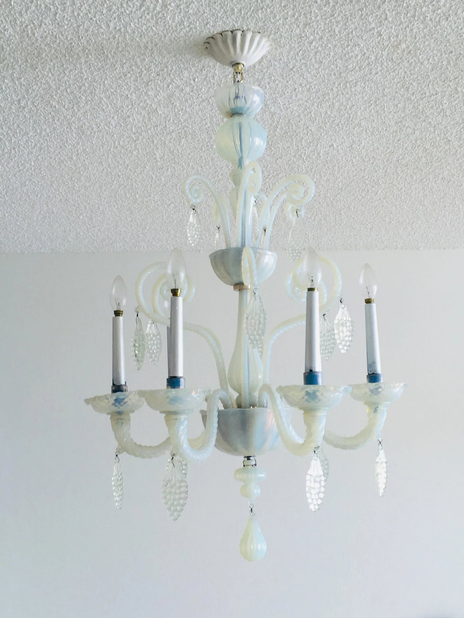 Vintage Opalescent Murano Glass Chandelier - 12