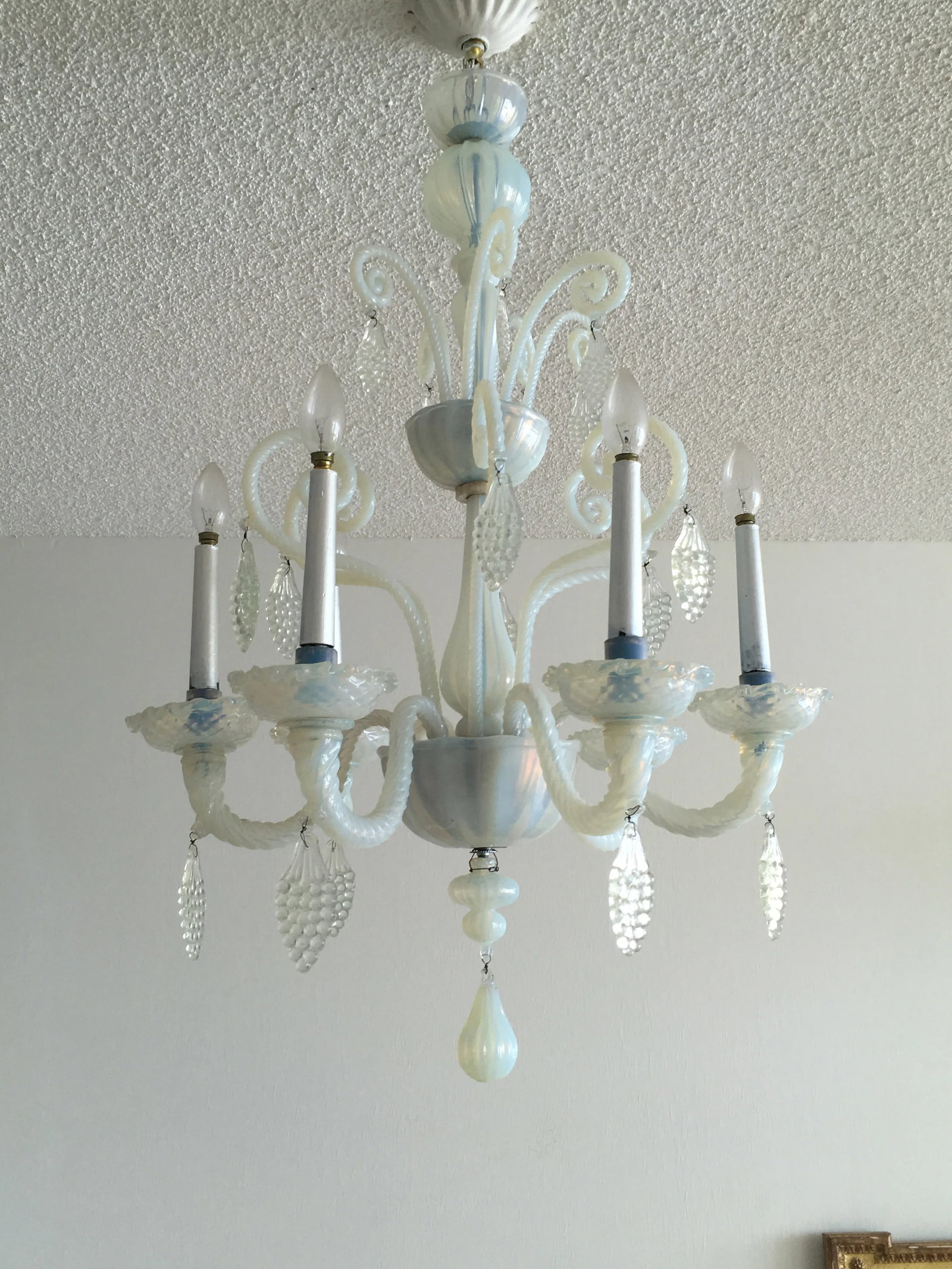 Vintage Opalescent Murano Glass Chandelier - 3