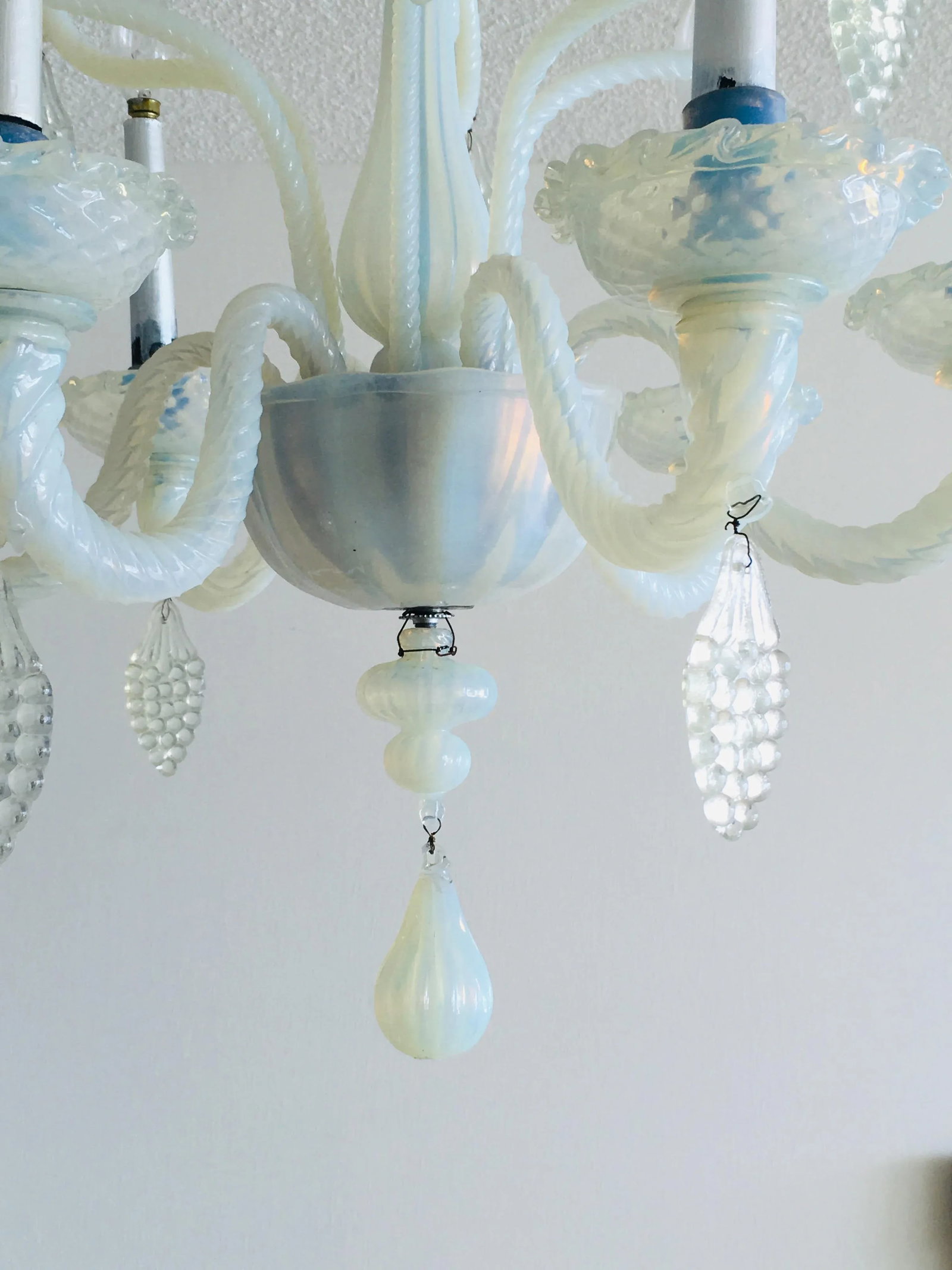 Vintage Opalescent Murano Glass Chandelier - 4
