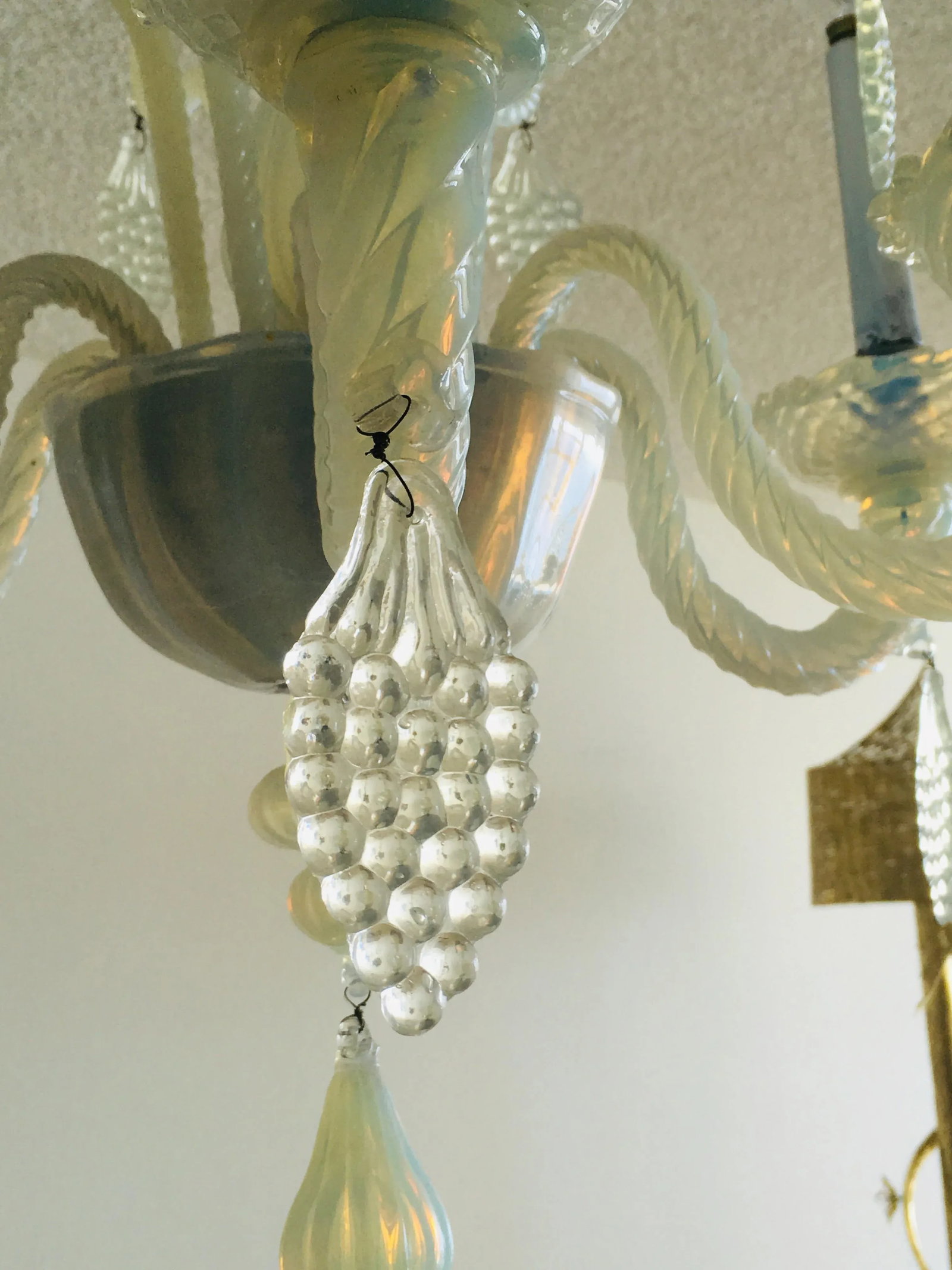Vintage Opalescent Murano Glass Chandelier - 5