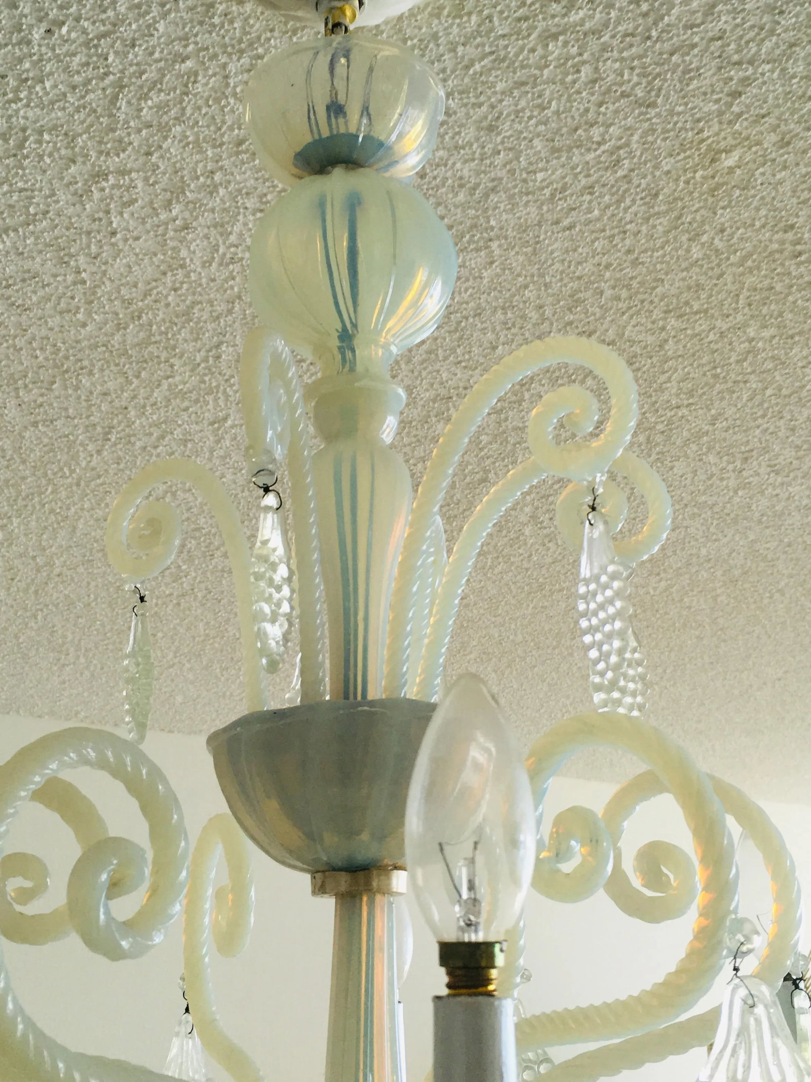 Vintage Opalescent Murano Glass Chandelier - 6