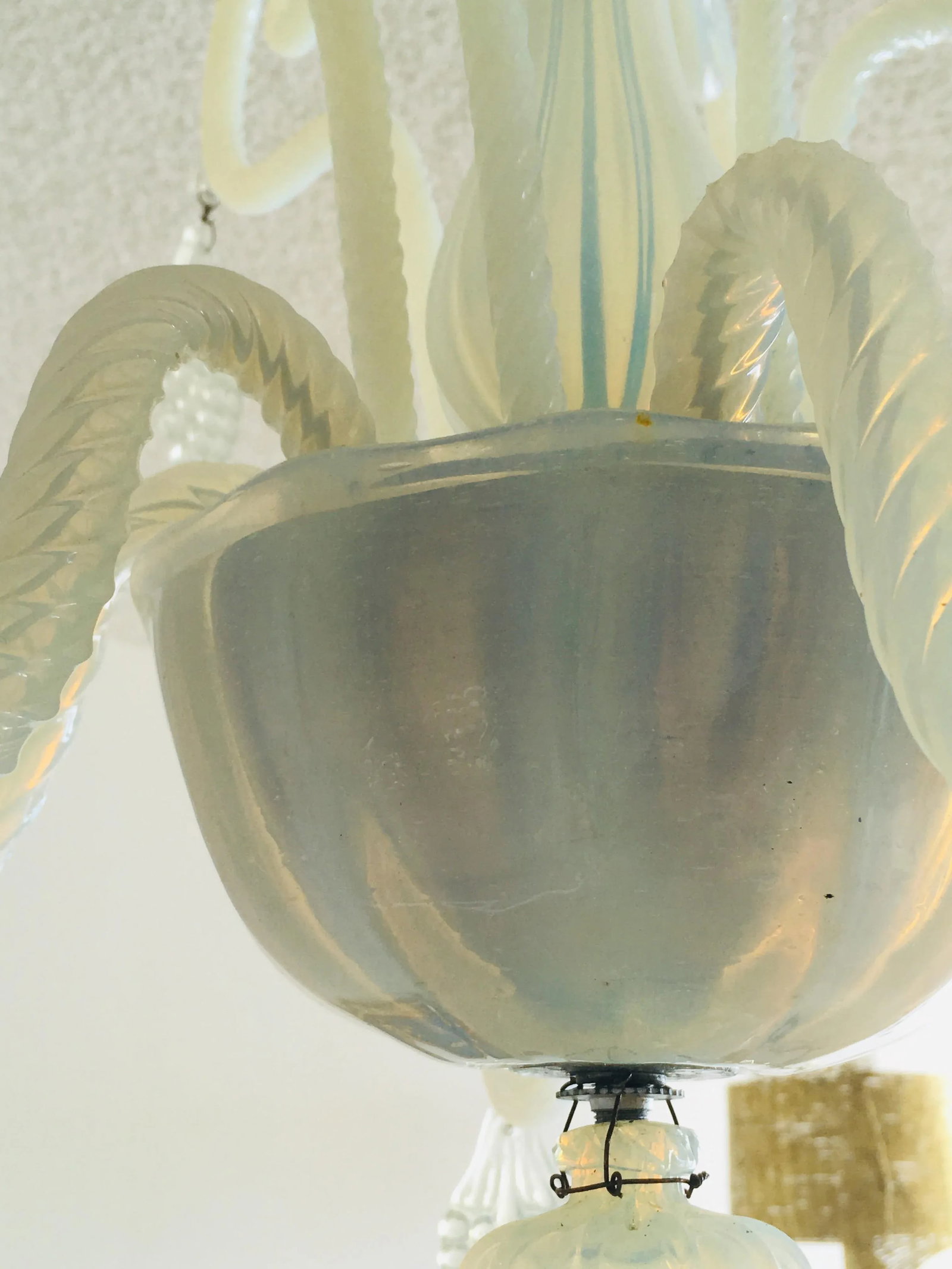Vintage Opalescent Murano Glass Chandelier - 7