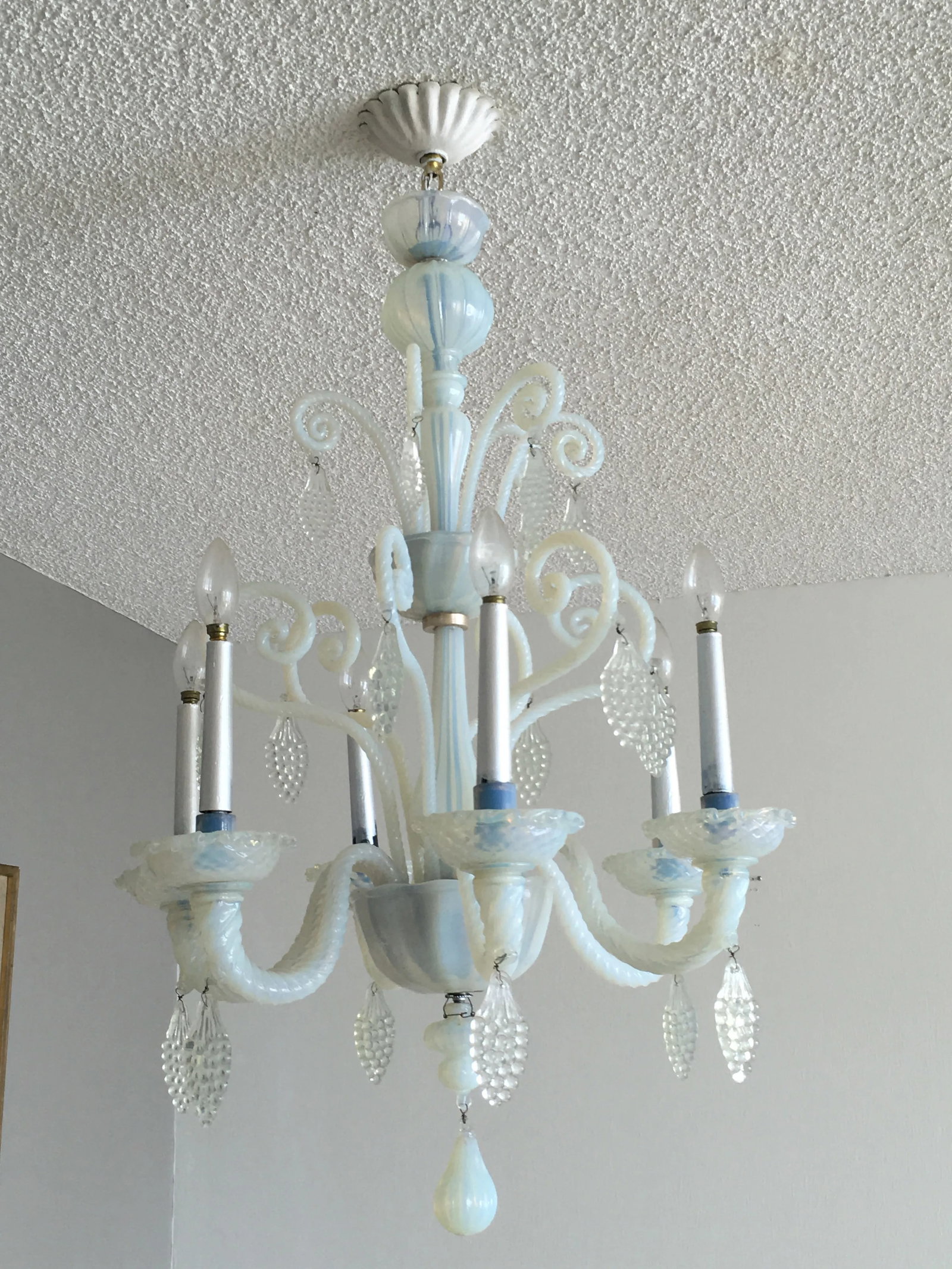Vintage Opalescent Murano Glass Chandelier - 8
