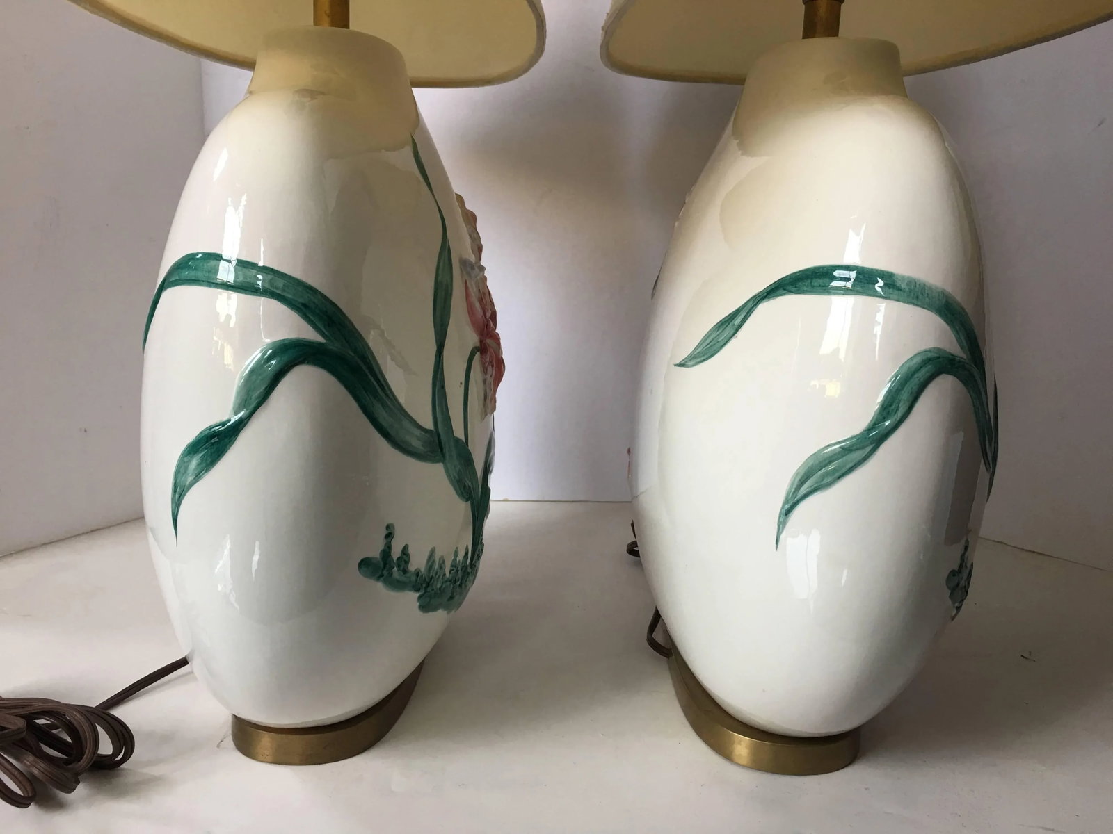 Chinoiserie Style Floral Table Lamps by Chapman, Pair - 4