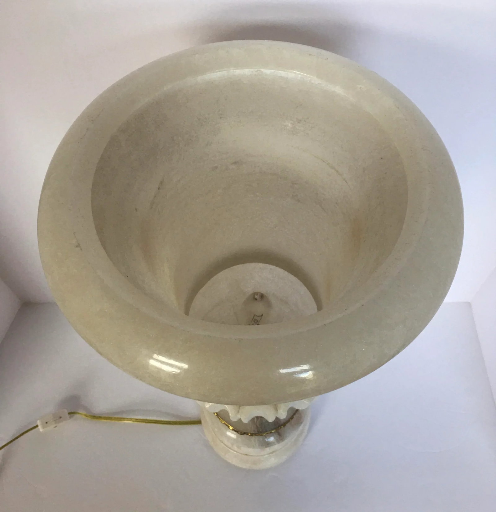Vintage Tall Carved Alabaster Marble and Bronze Urn Table Lamp - 9
