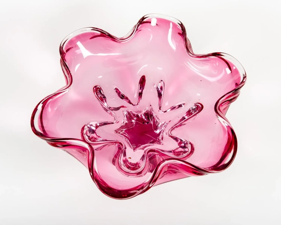 Vintage Murano Glass Cranberry Center Piece - 2
