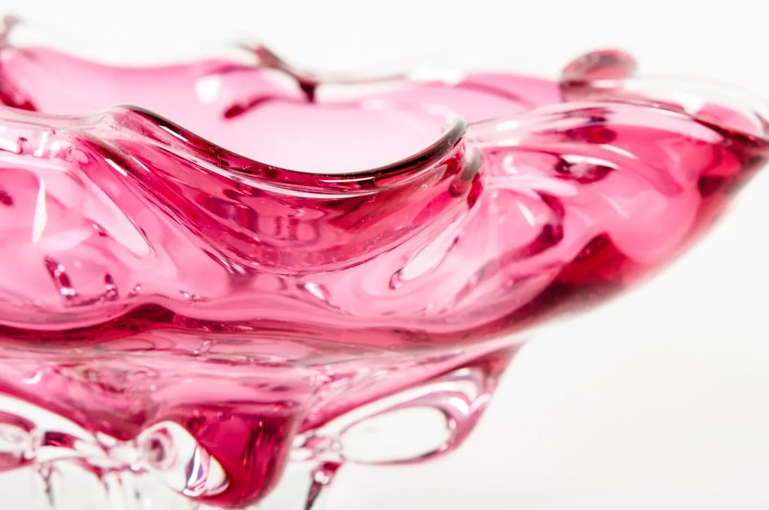 Vintage Murano Glass Cranberry Center Piece - 3