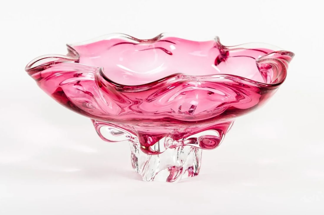 Vintage Murano Glass Cranberry Center Piece - 5