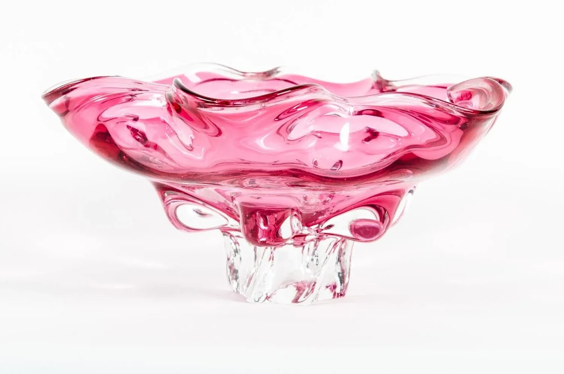 Vintage Murano Glass Cranberry Center Piece - 7