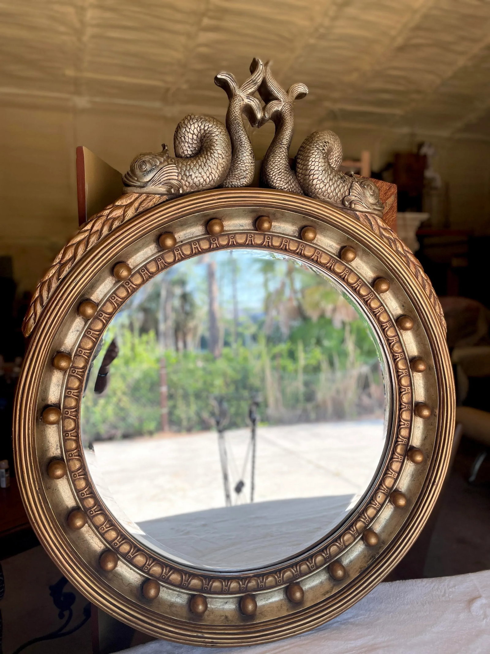 Vintage Koi Fish Gold & Silver Mirror by Windsor Art & Mirror Co. - 2