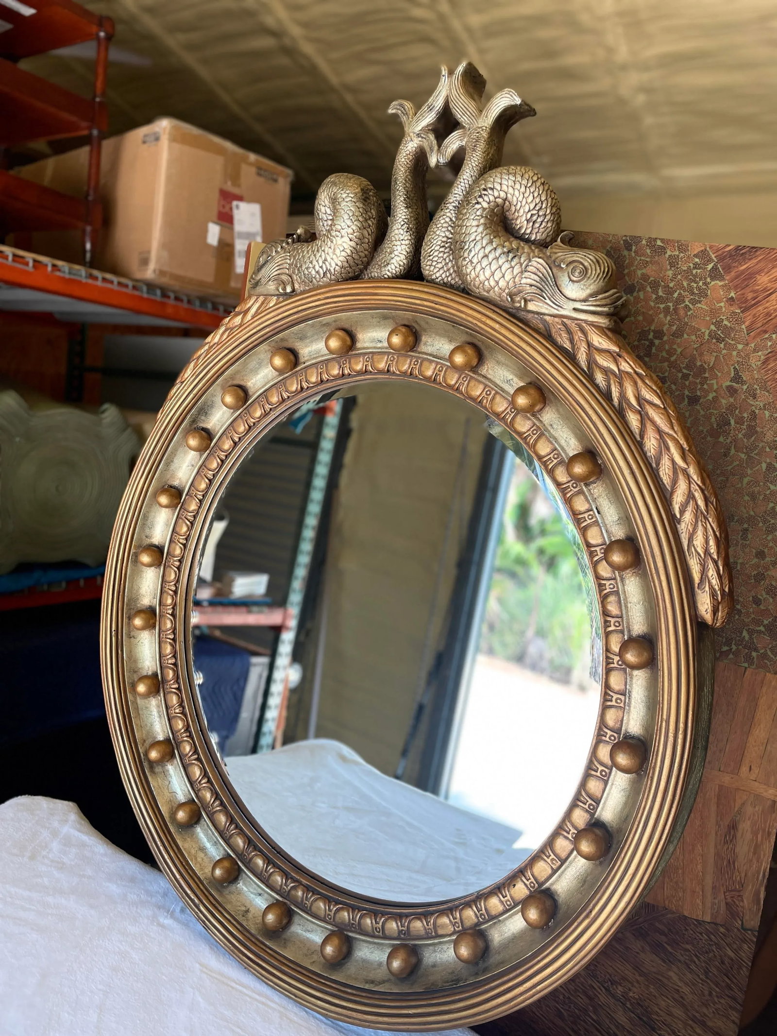Vintage Koi Fish Gold & Silver Mirror by Windsor Art & Mirror Co. - 3
