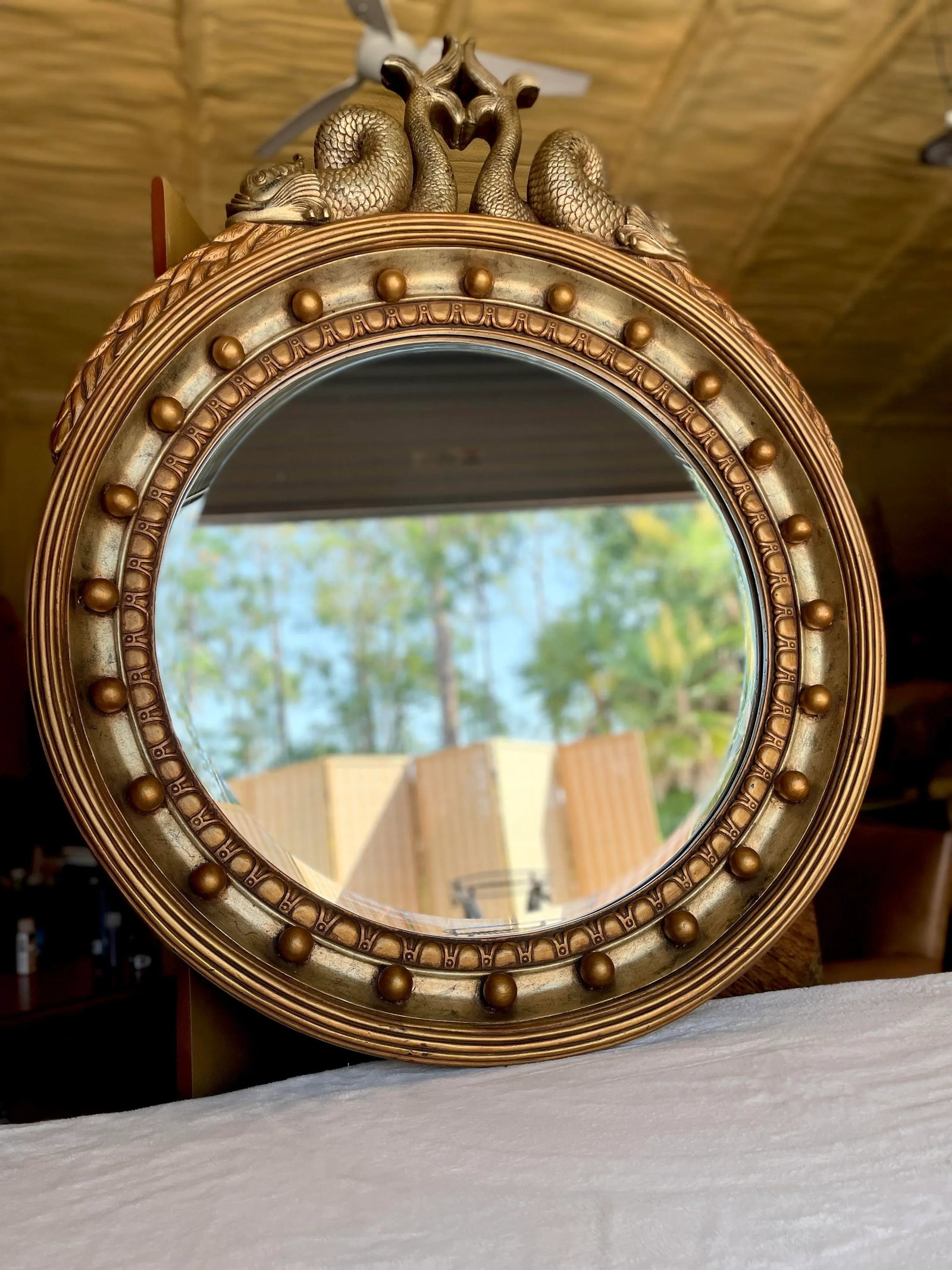 Vintage Koi Fish Gold & Silver Mirror by Windsor Art & Mirror Co. - 4