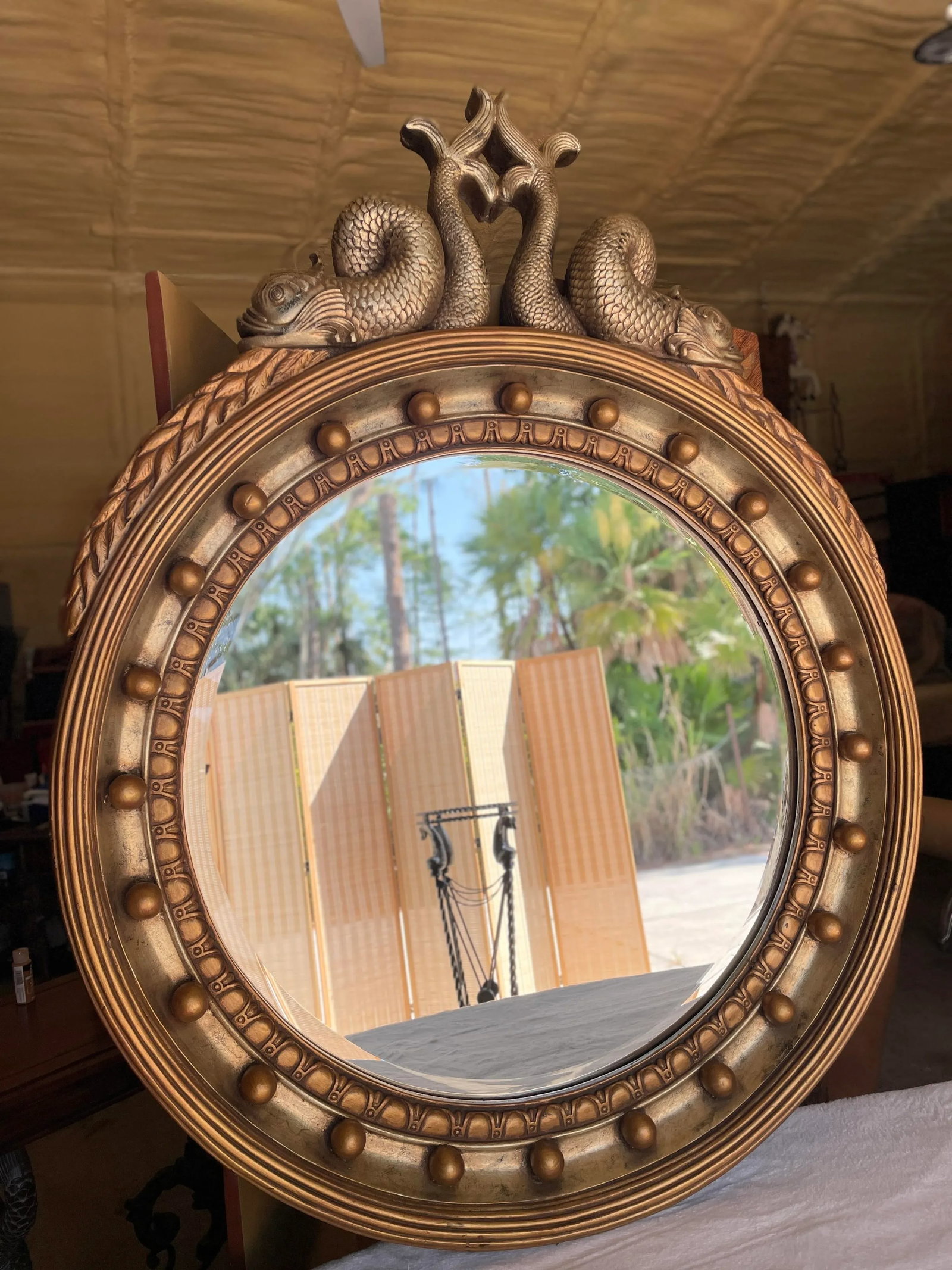 Vintage Koi Fish Gold & Silver Mirror by Windsor Art & Mirror Co. - 6