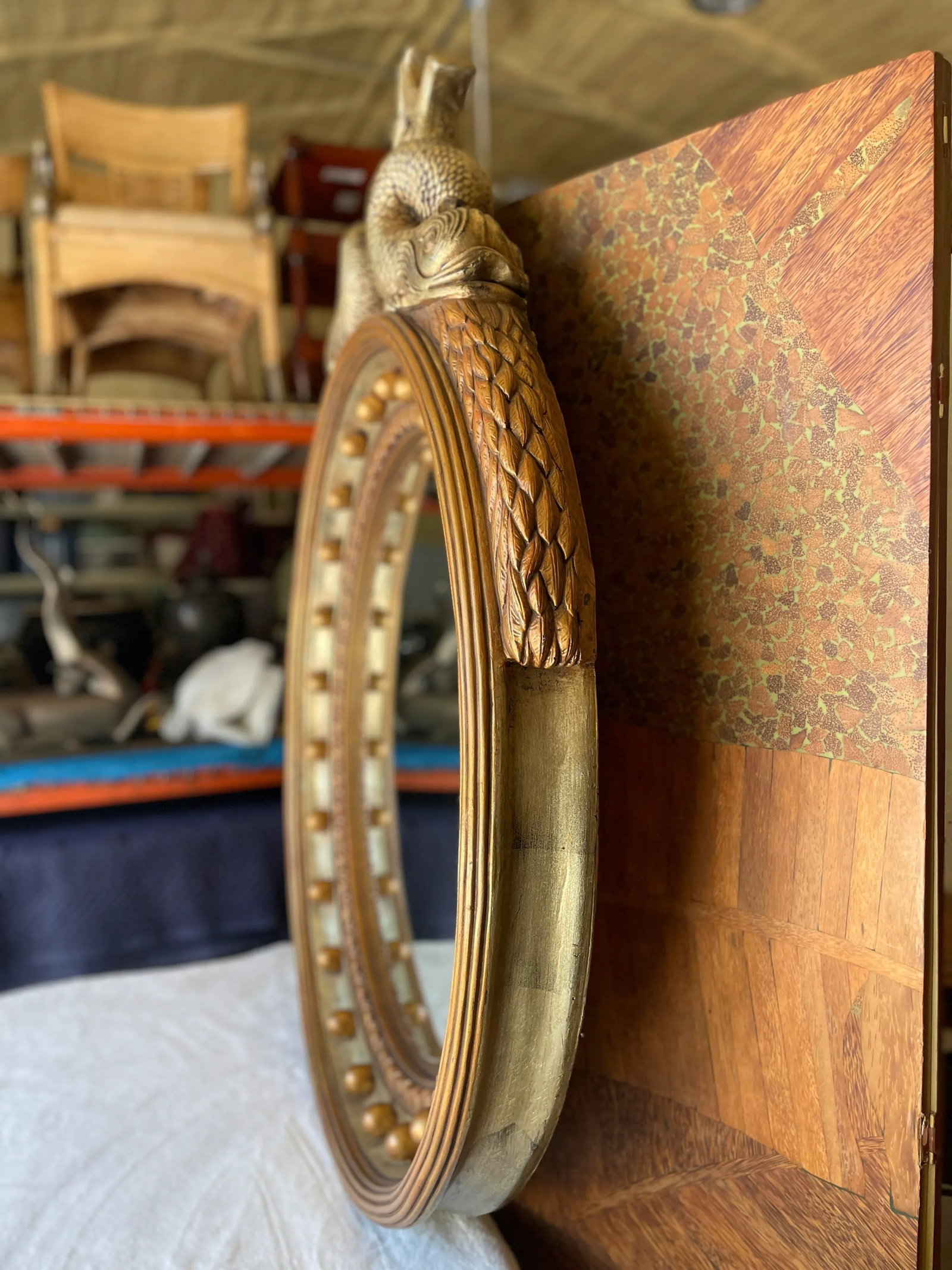 Vintage Koi Fish Gold & Silver Mirror by Windsor Art & Mirror Co. - 7