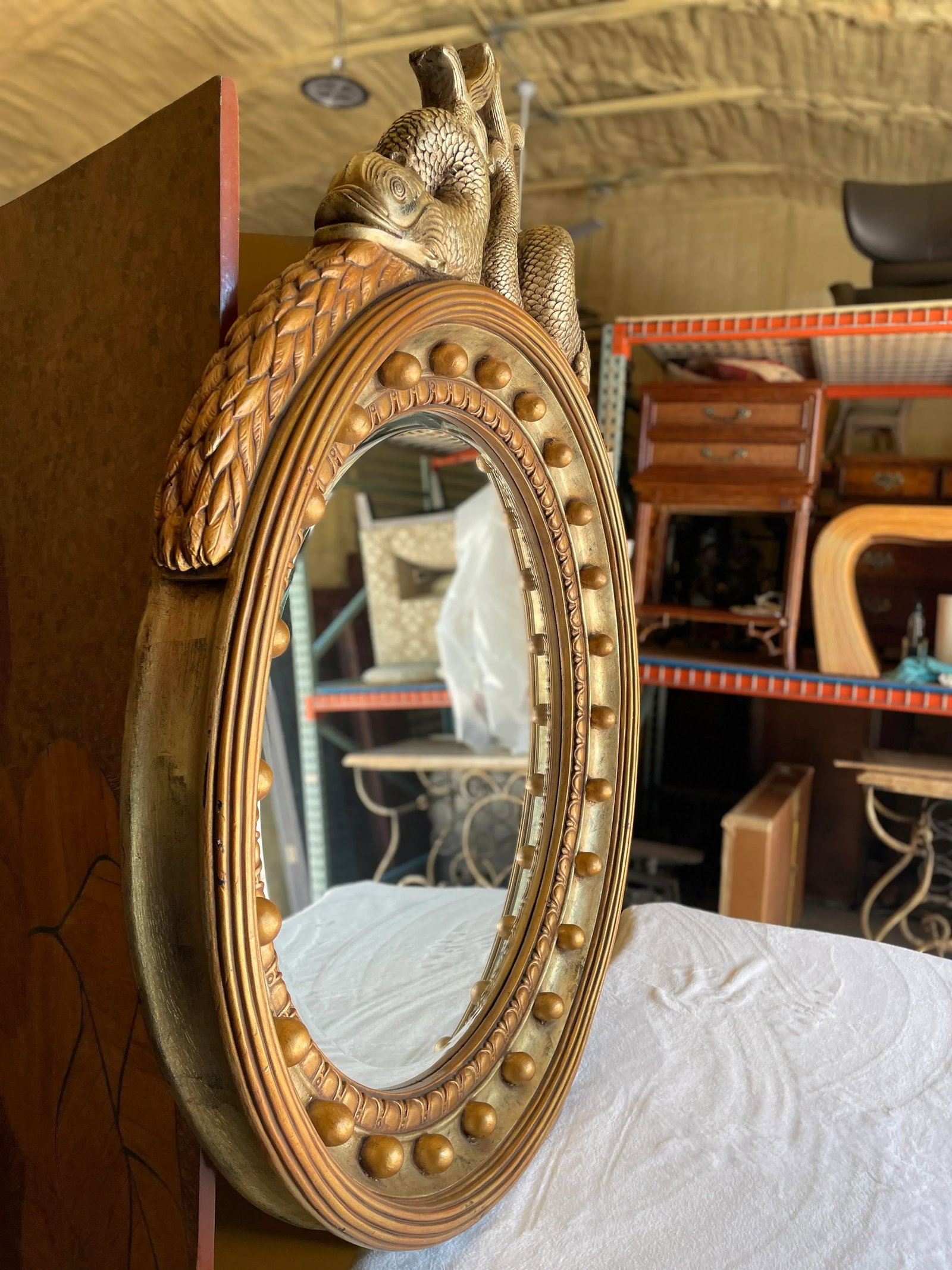 Vintage Koi Fish Gold & Silver Mirror by Windsor Art & Mirror Co. - 8